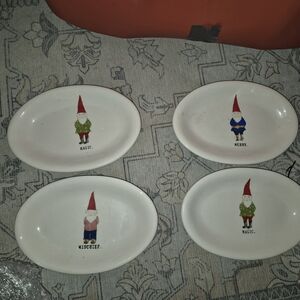 Rae Dunn Holiday Gnome Plates - Red, Green, Blue